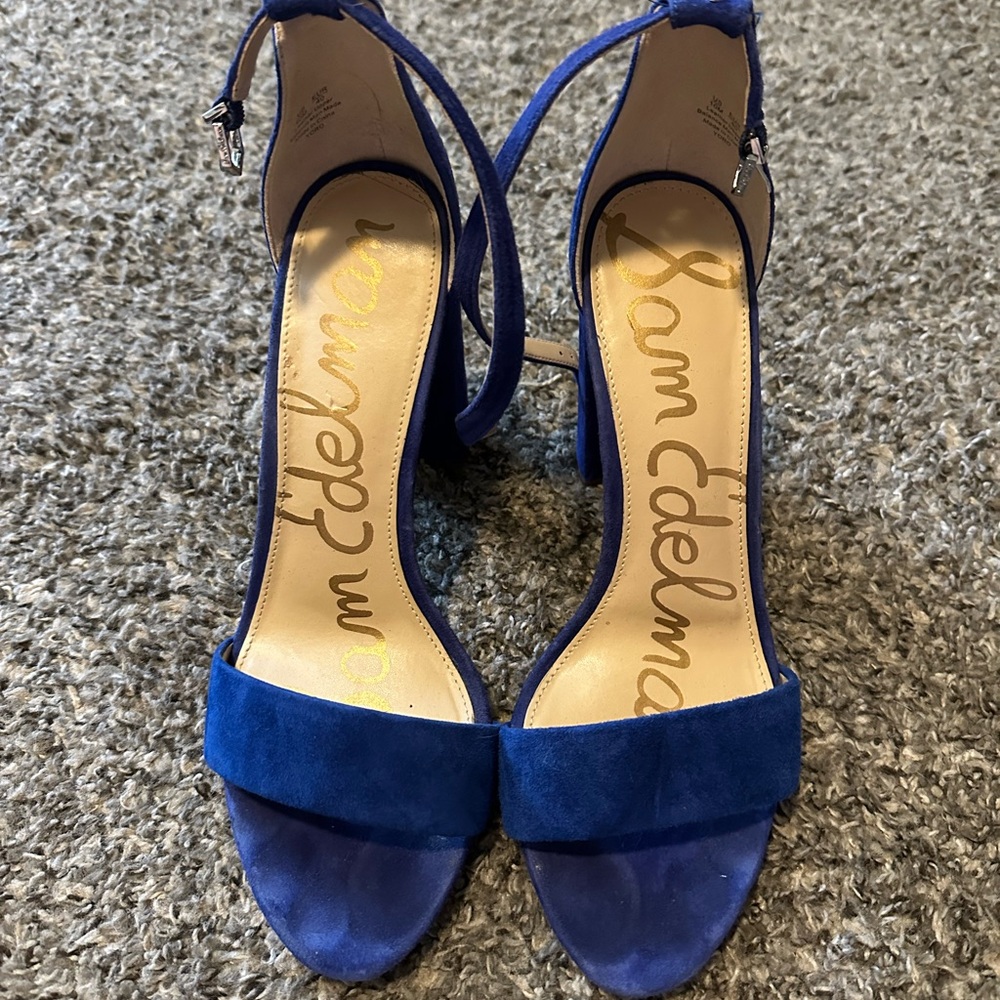 Sam Edelman Women's Blue Suede Heels - Yaro Block Heel